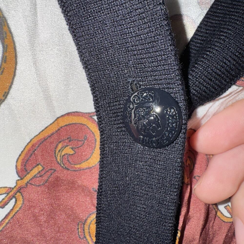 Brooks Brothers Equestrian Chain Scarf Print Silk Cardigan SZ XL Old Money - Picture 4 of 8